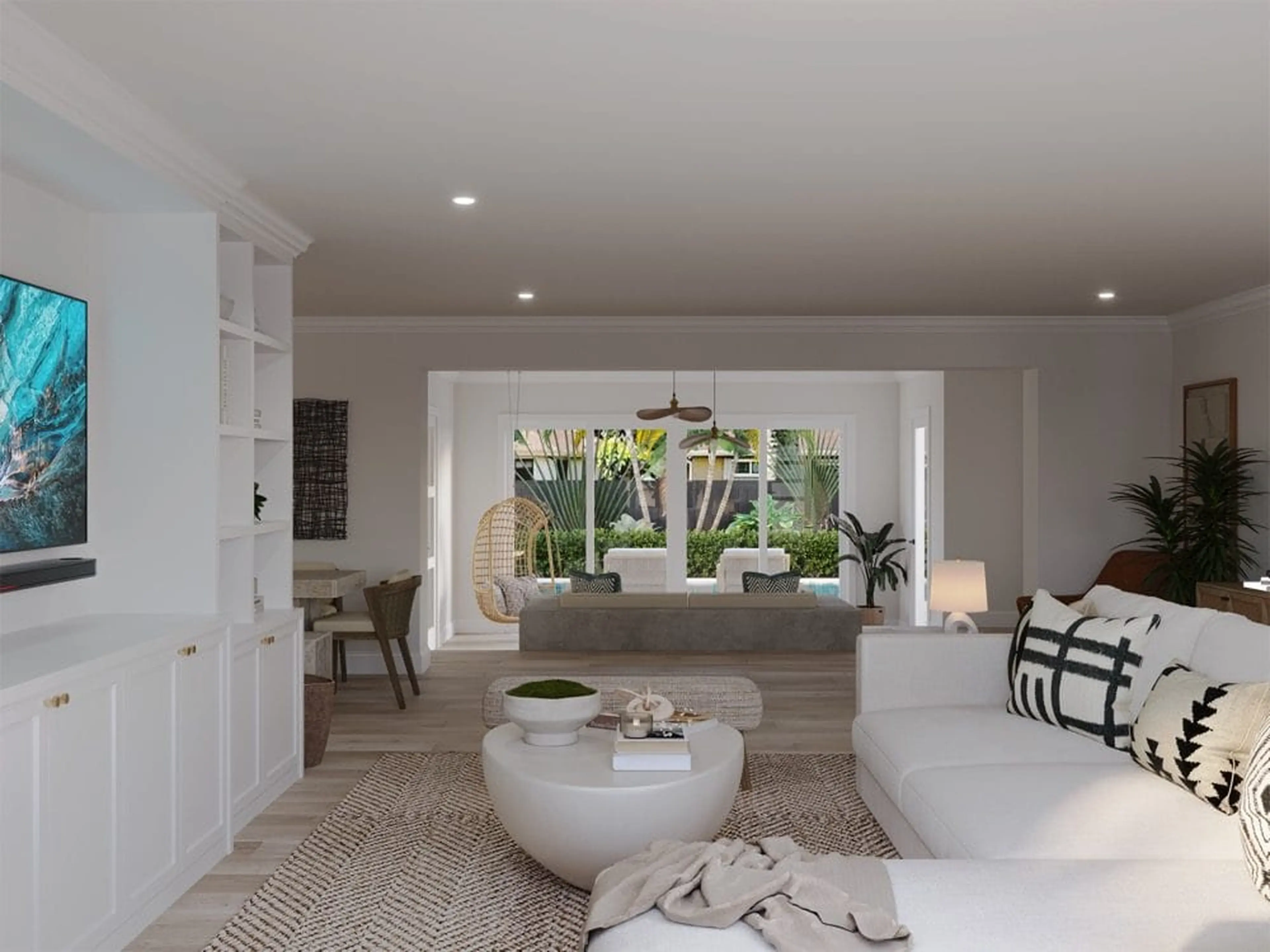 Living room from RENOVA’s Royal Oak Hills whole-home renovation in Boca Raton.