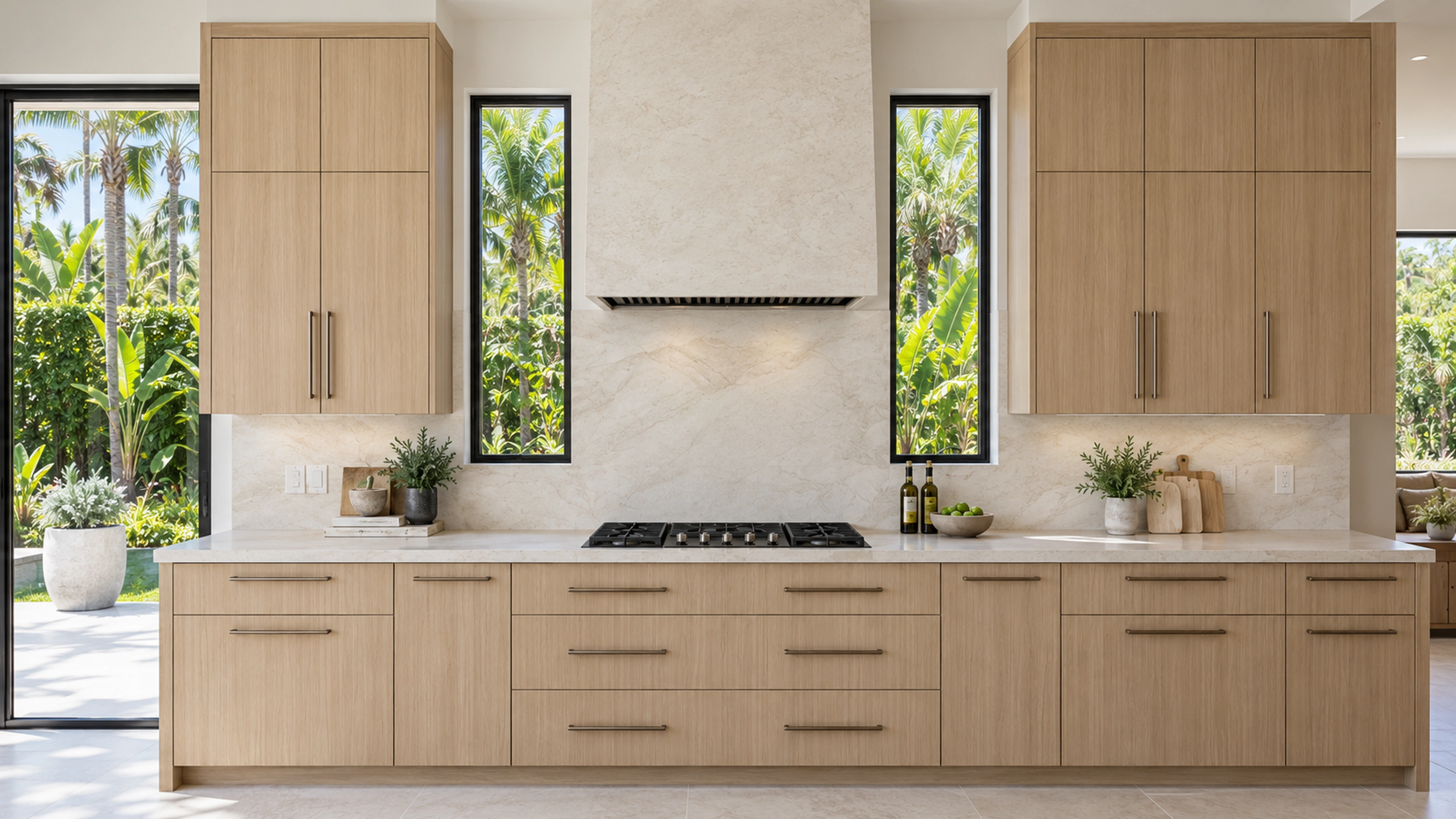 Garden Kitchen — the cooking wall; design-concept visualization.