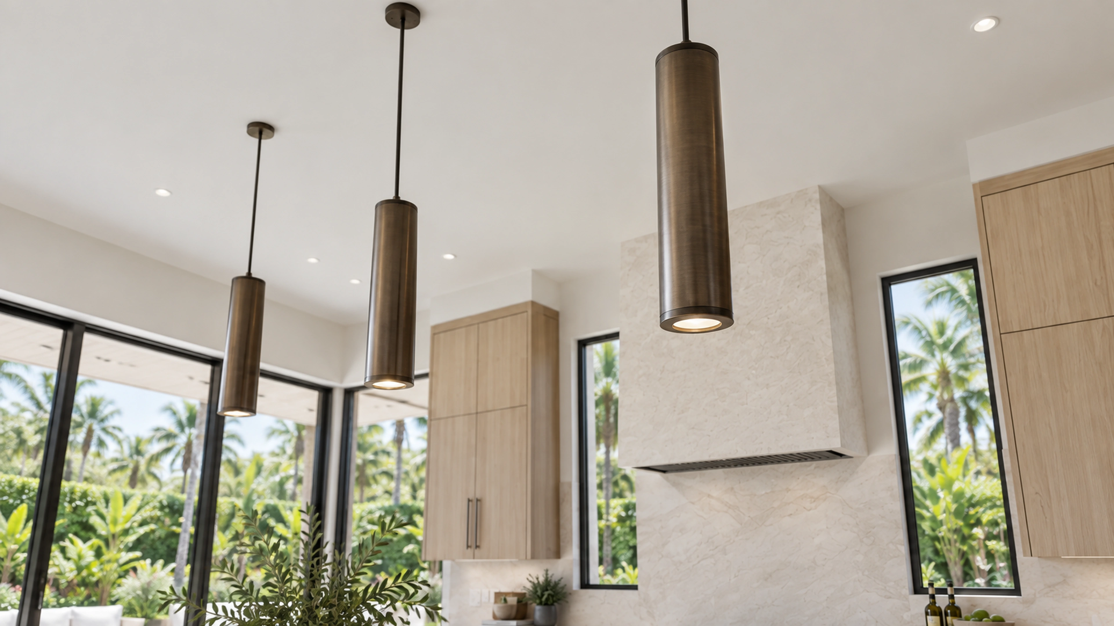 Garden Kitchen — light over the counter; design-concept visualization.