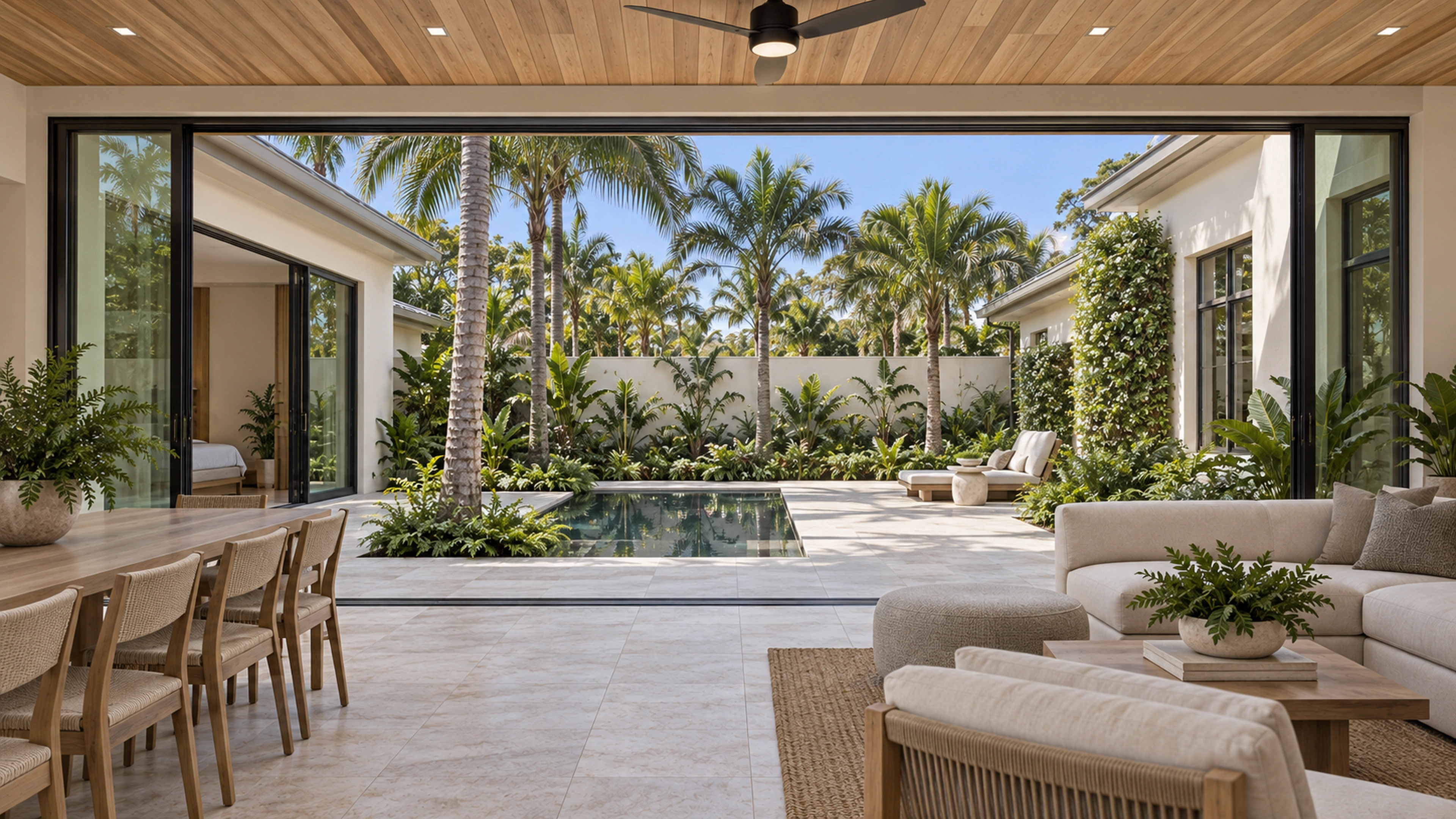 Courtyard Addition — from room to garden; design-concept visualization.