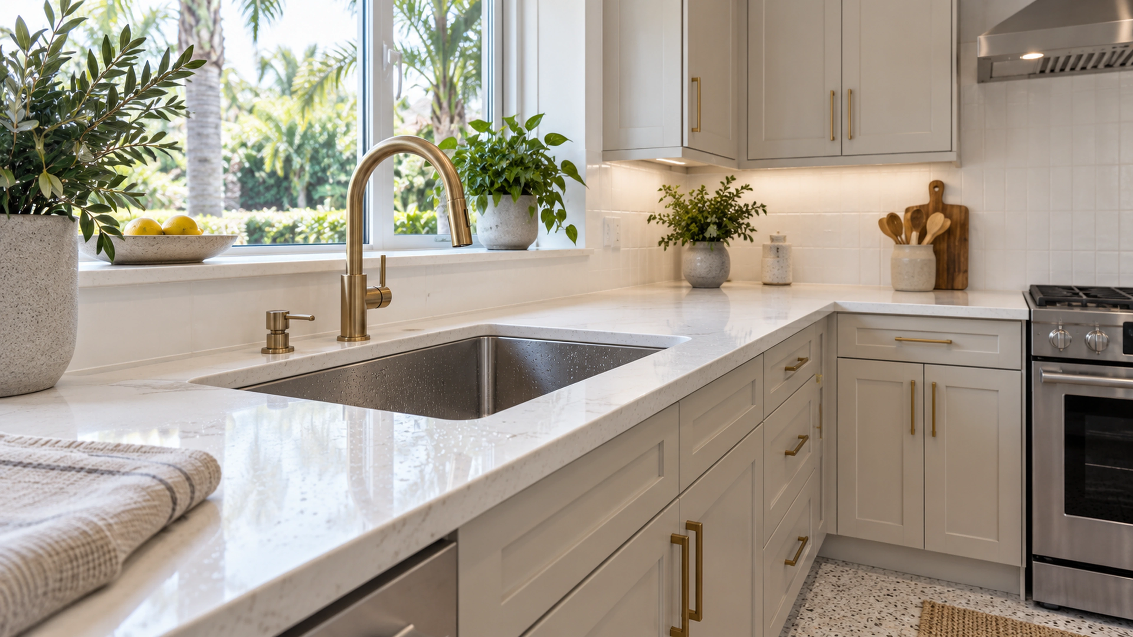 Family Kitchen — the sink and stone; design-concept visualization.