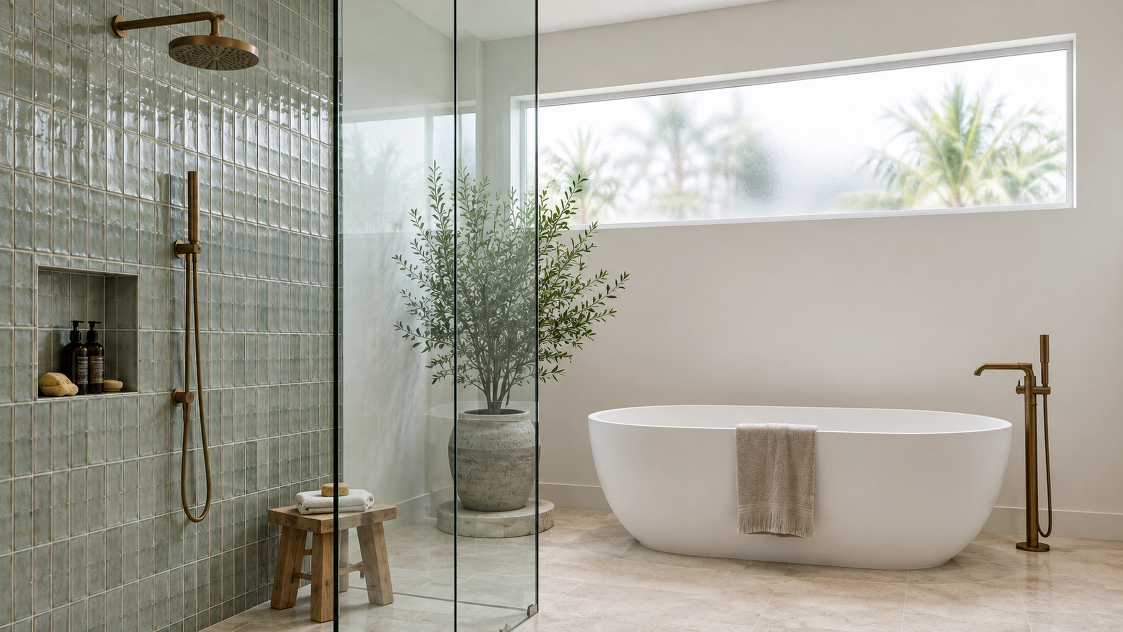 The Spa Bathroom — daylight and privacy; design-concept visualization.