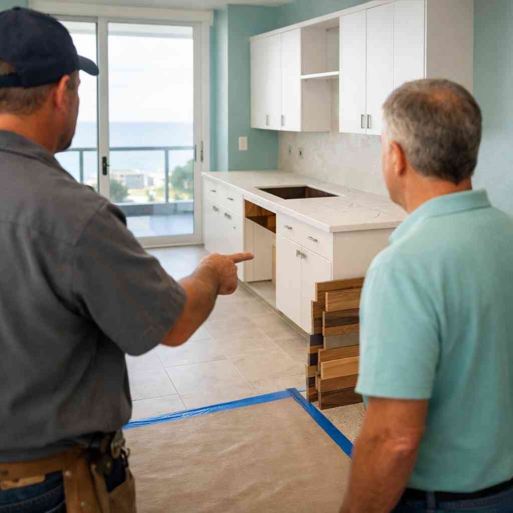 Why custom cabinetry, quartz countertops, and porcelain tile installation need to be sequenced right — RENOVA