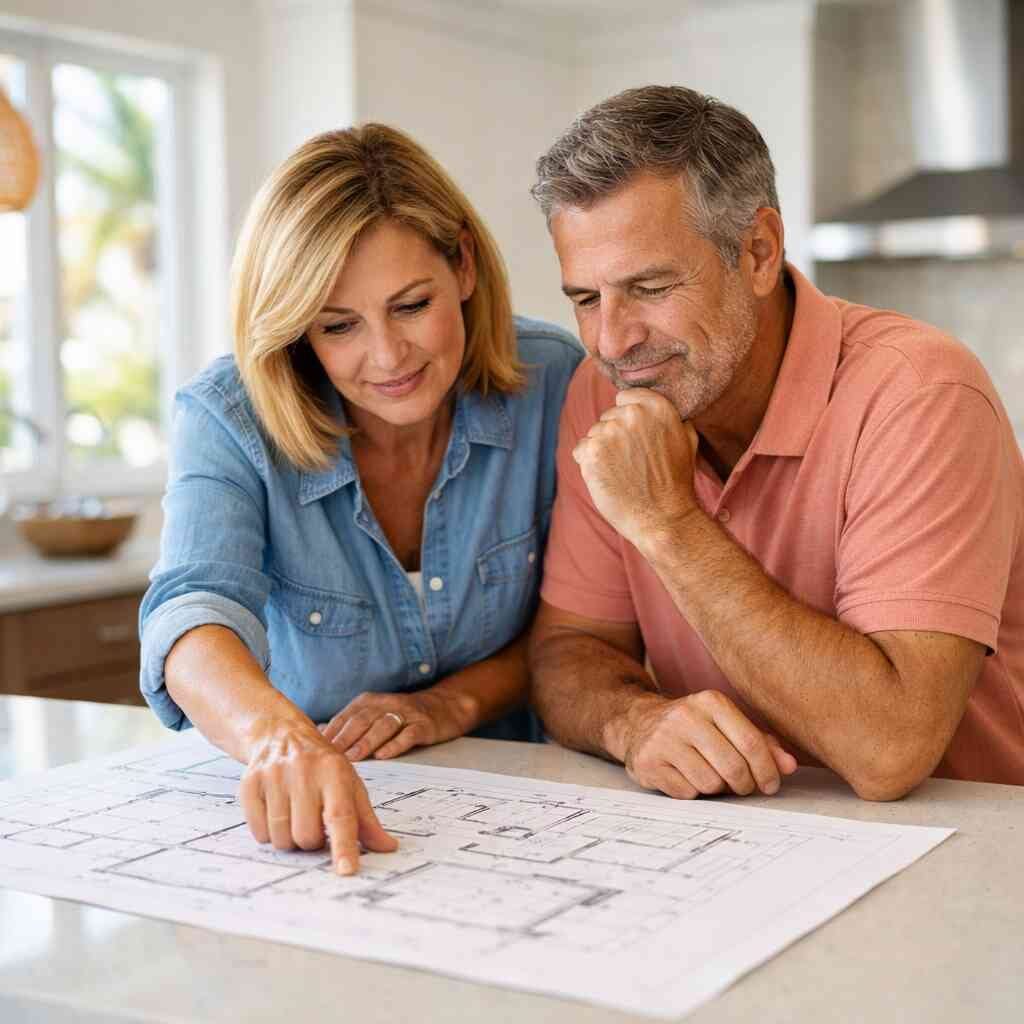 Whole home renovation planning for floor plan changes, flooring installation, and interior design services